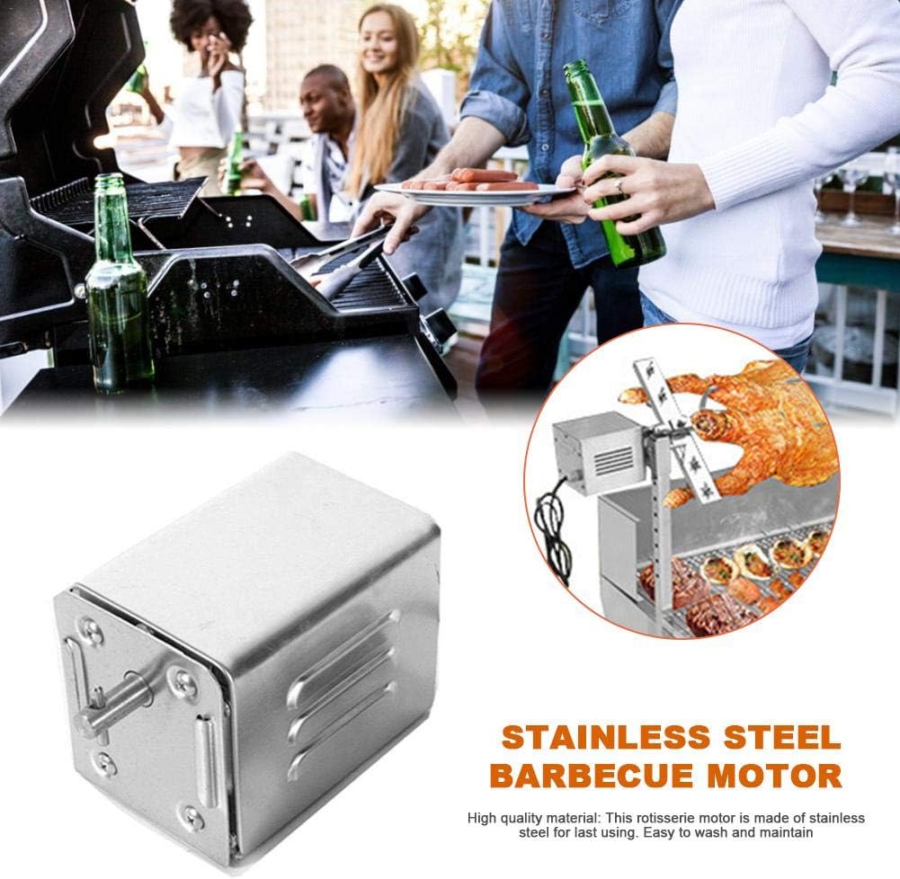 BBQ Grill Rotisserie Spit Motor for Pig Lamb Chicken Goat Charcoal Grill Barbecue Spit Rotisserie Roaster - 15W, 40kg/90lb Balanced Load, T-Bar Drive Shaft, Stainless Steel Electric Motor