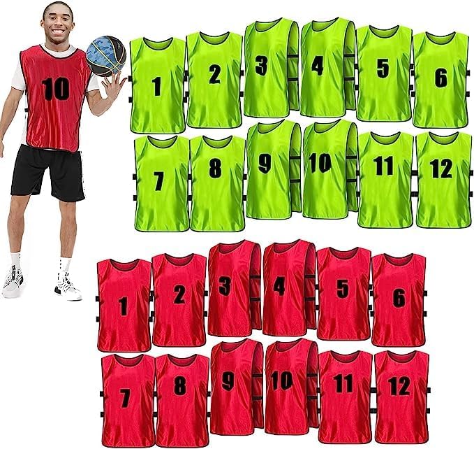 24 Pcs Scrimmage Training Vest Soccer, Basketball, Football Bibs