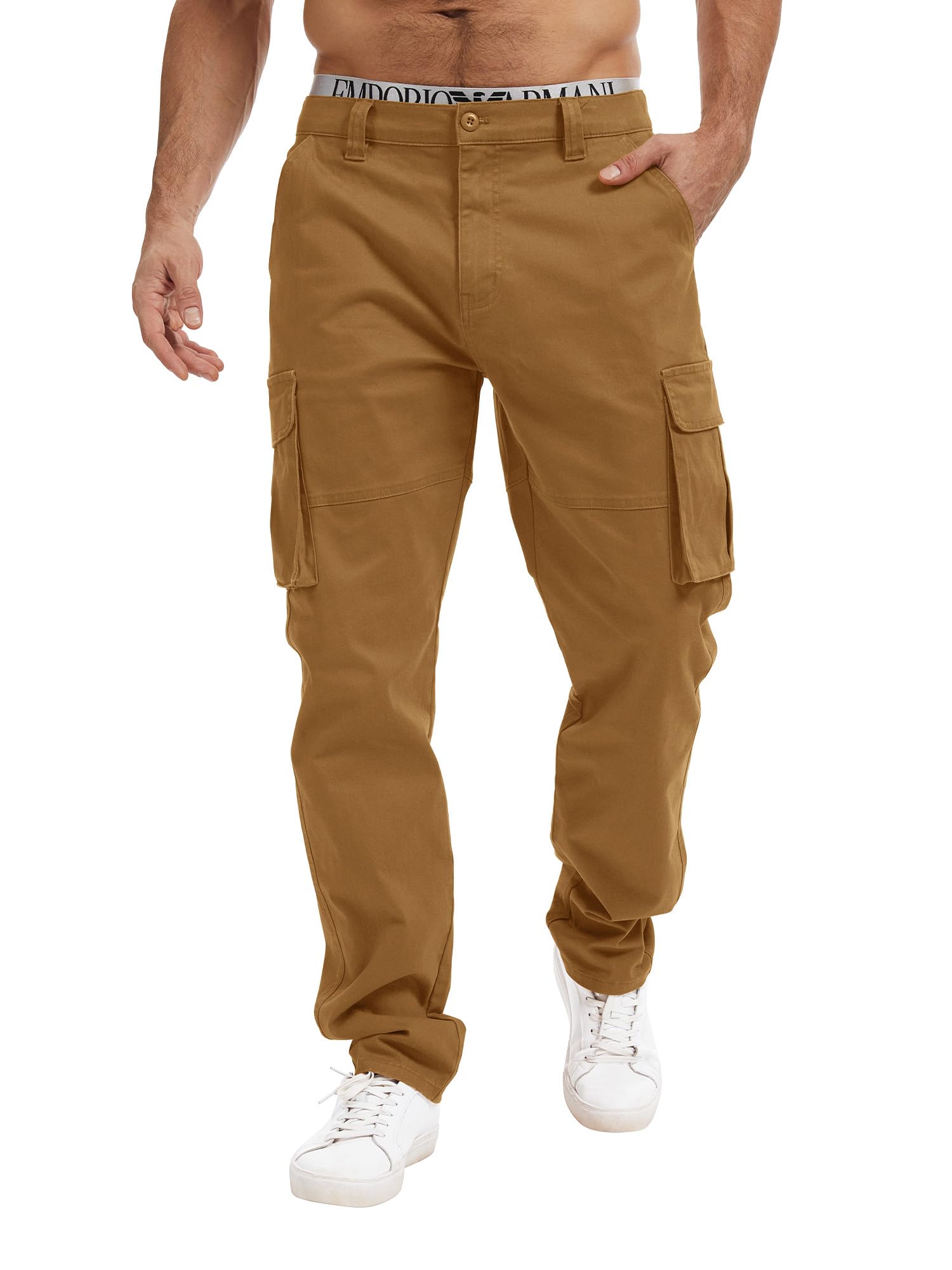 Breampot Herren Cargohose Baumwolle Chino Hosen Freizeit Outdoorhose Arbeitshose Stilvolle Pants
