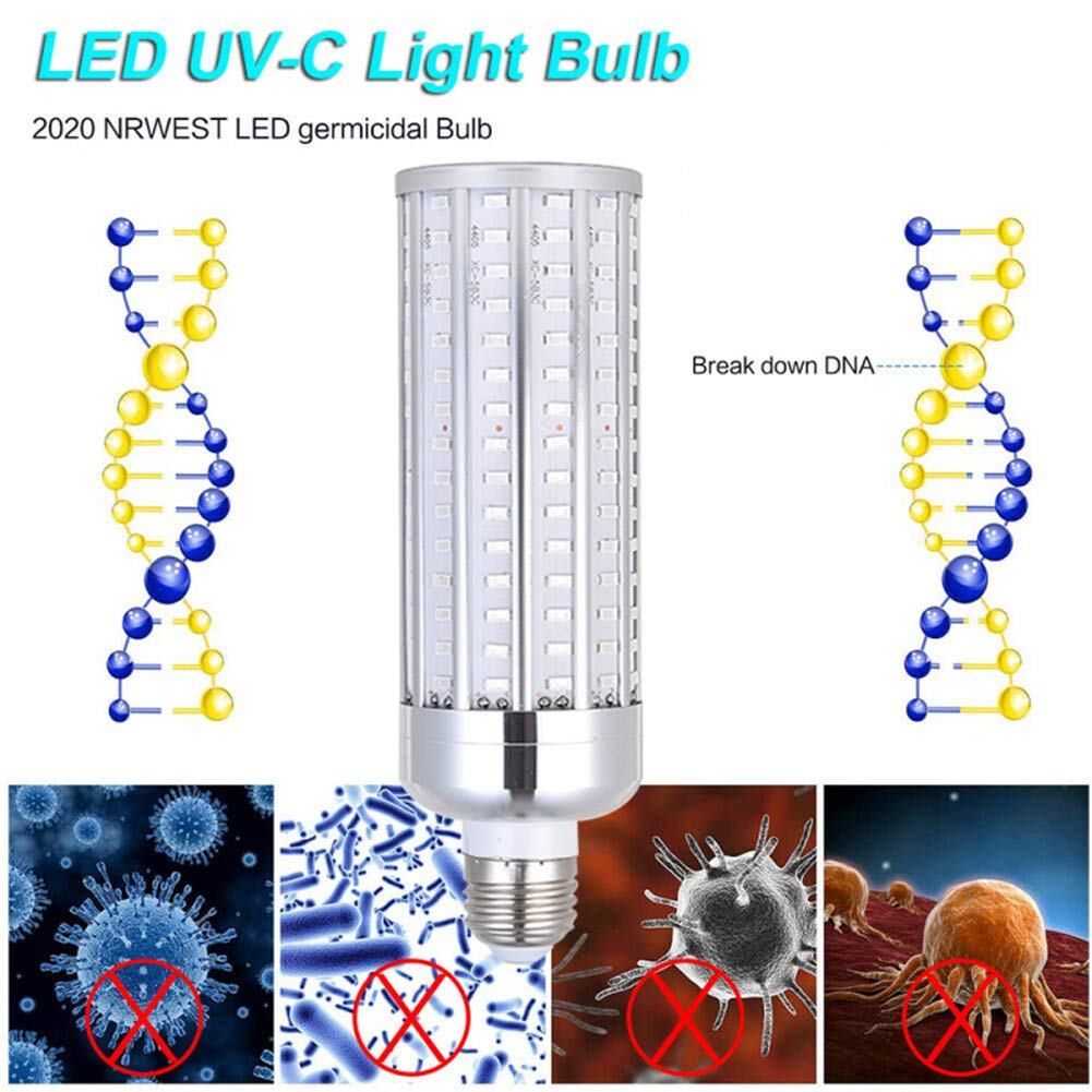 50W UV Esterilizador Lámpara, temporizador de ozono control remoto Filtro de maíz LED E27 Bombillas portátil lámparas ultravioleta UVC accesorio ligero de aire para el hogar Animales