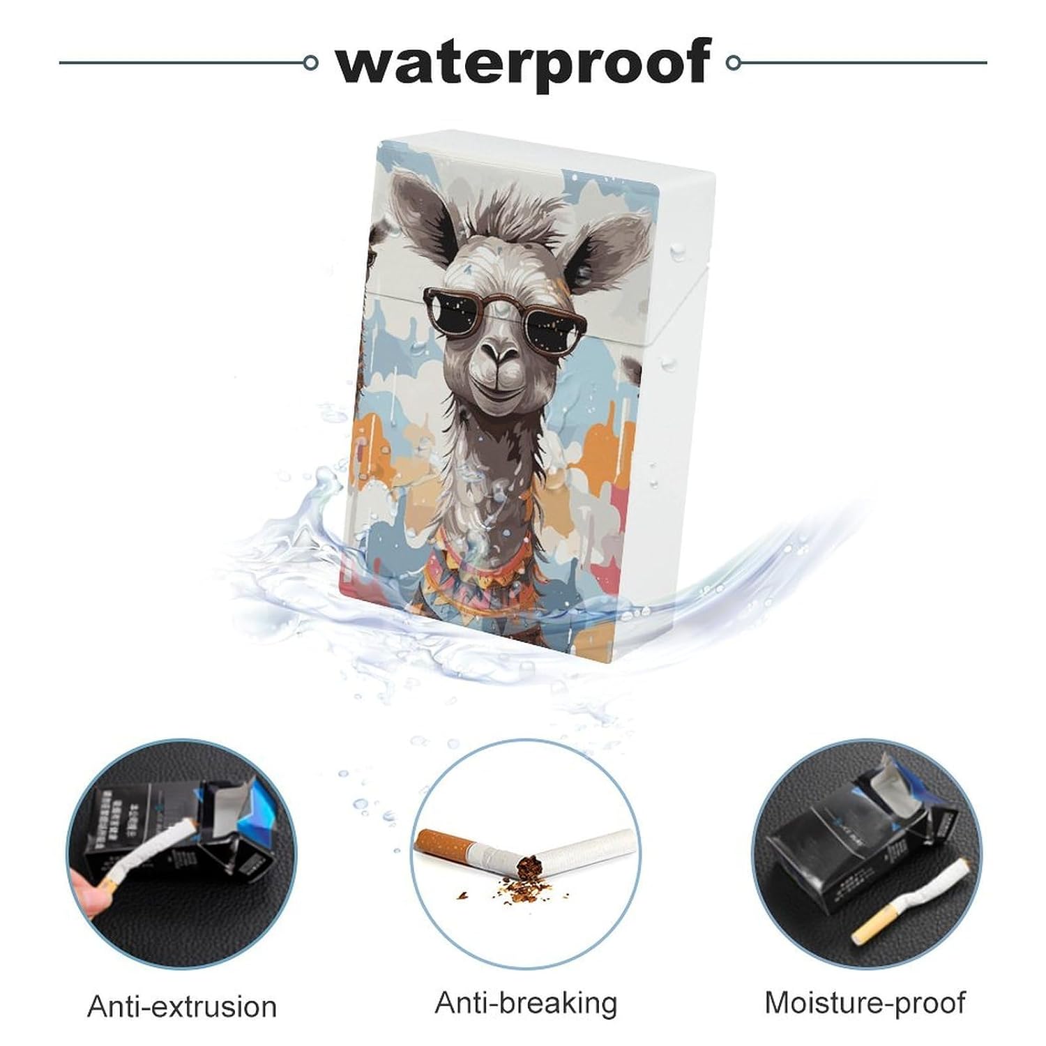 Cute Giraffe with Colors Sunglasses Funny Plastic Cigarette Case Crushproof image 3