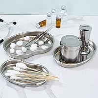 Vista 2 de 3 bandejas de riñón de acero inoxidable, cuenca de emisis de metal graduada, plato reutilizable en forma de frijol, bandeja de instrumentos