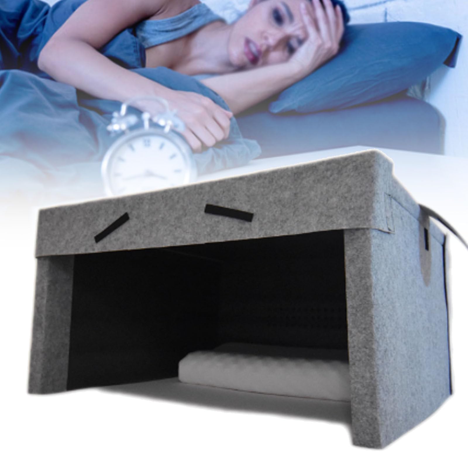 Almohada de cabina para dormir insonorizada, espacio de privacidad plegable, tienda de campaña silenciosa con altavoces dobles integrados para un sueño más profundo