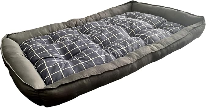 D-ART COLLECTION Grey Checker Dog Bed XL Soft and Comfy Pet Bed