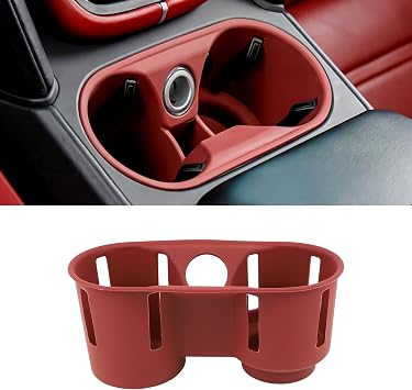 Red Cup Holder Coasters Compatible with Porsche Cayenne Accessories Silicone Non-Slip Center Console Cup Holder Insert Compatible with Cayenne 2018-2023 Interior Accessories