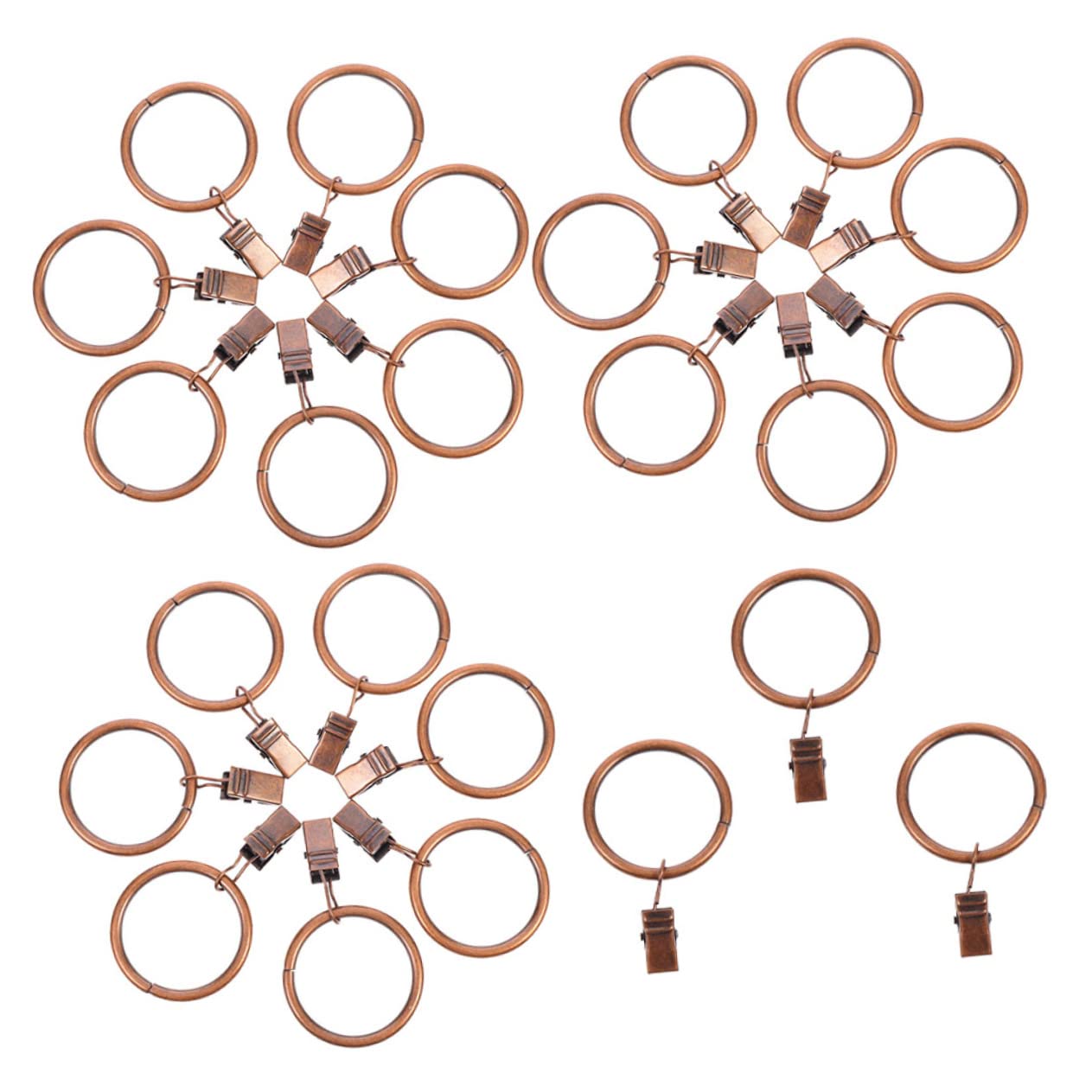 Yardenfun 40pcs Curtain Rings with Clips Vintage Home Drapery Rods for Shower and Window Curtains Sturdy Design with Inner for Bathrooms Living Rooms and More