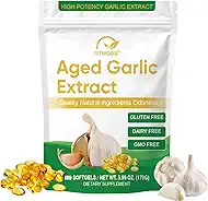 Organic Aged Garlic Extract Supplements,Vegetarian,All-Natural,Non-GMO,Supports Circulatory Function,& Immune Antioxidant Supplements-180 Softgels