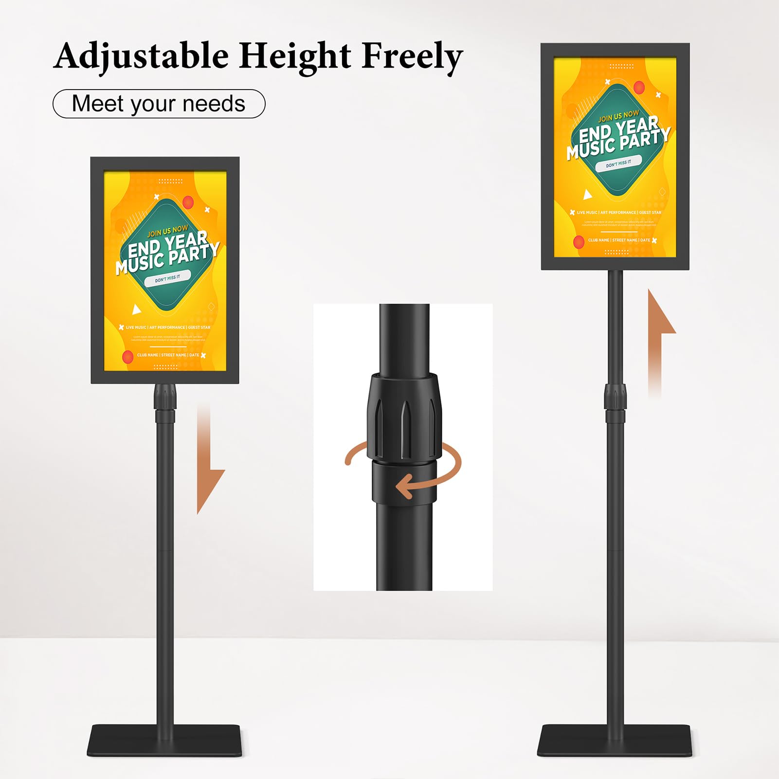 Relx Soporte para carteles de pie de 11 x 17 pulgadas, soporte ajustable para letreros de pedestal, soportes de señalización de doble cara para exhibición de carteles en interiores y exteriores
