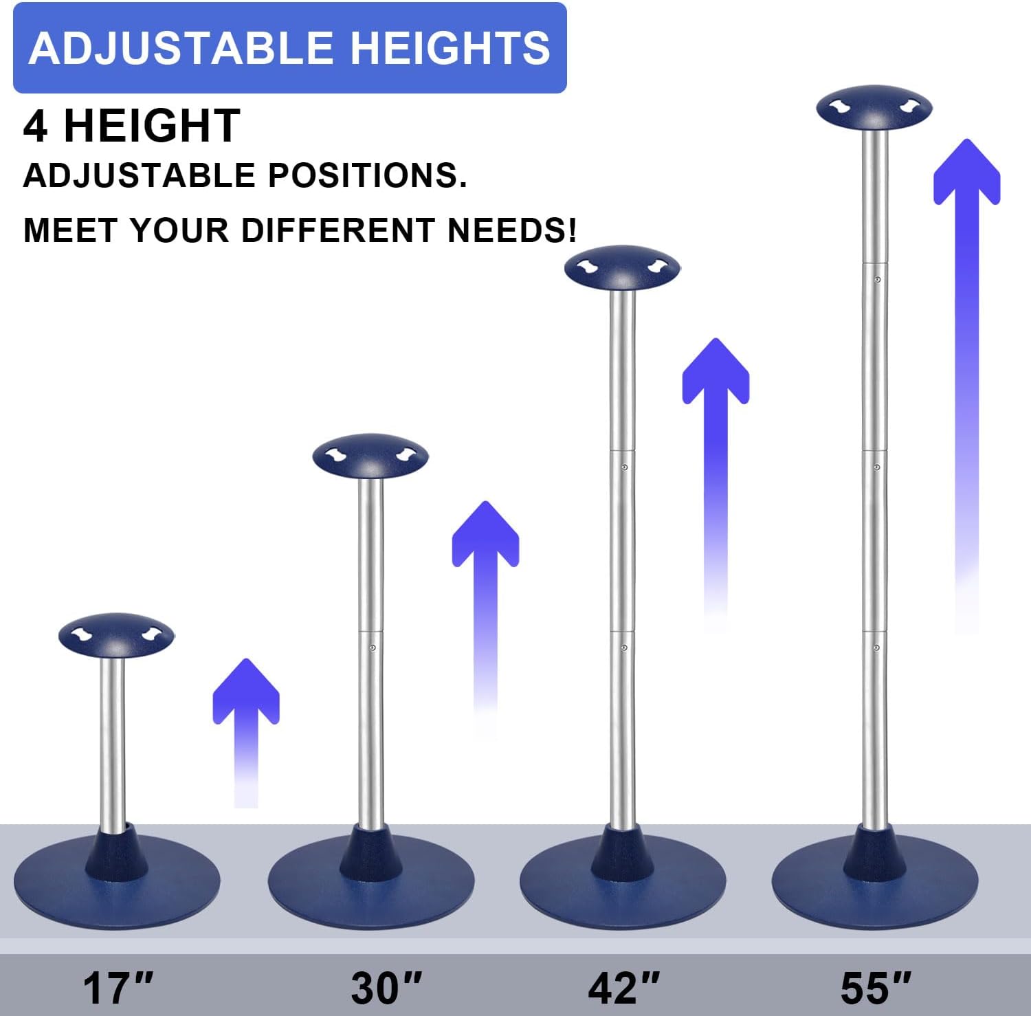 2 Pack Boat Cover Support Poles Height Adjustable Support System for V-Hull/Pontoon/Bass/Jon Boat Cover Accessories with 6 Black Straps and 210D Black Tote Bag