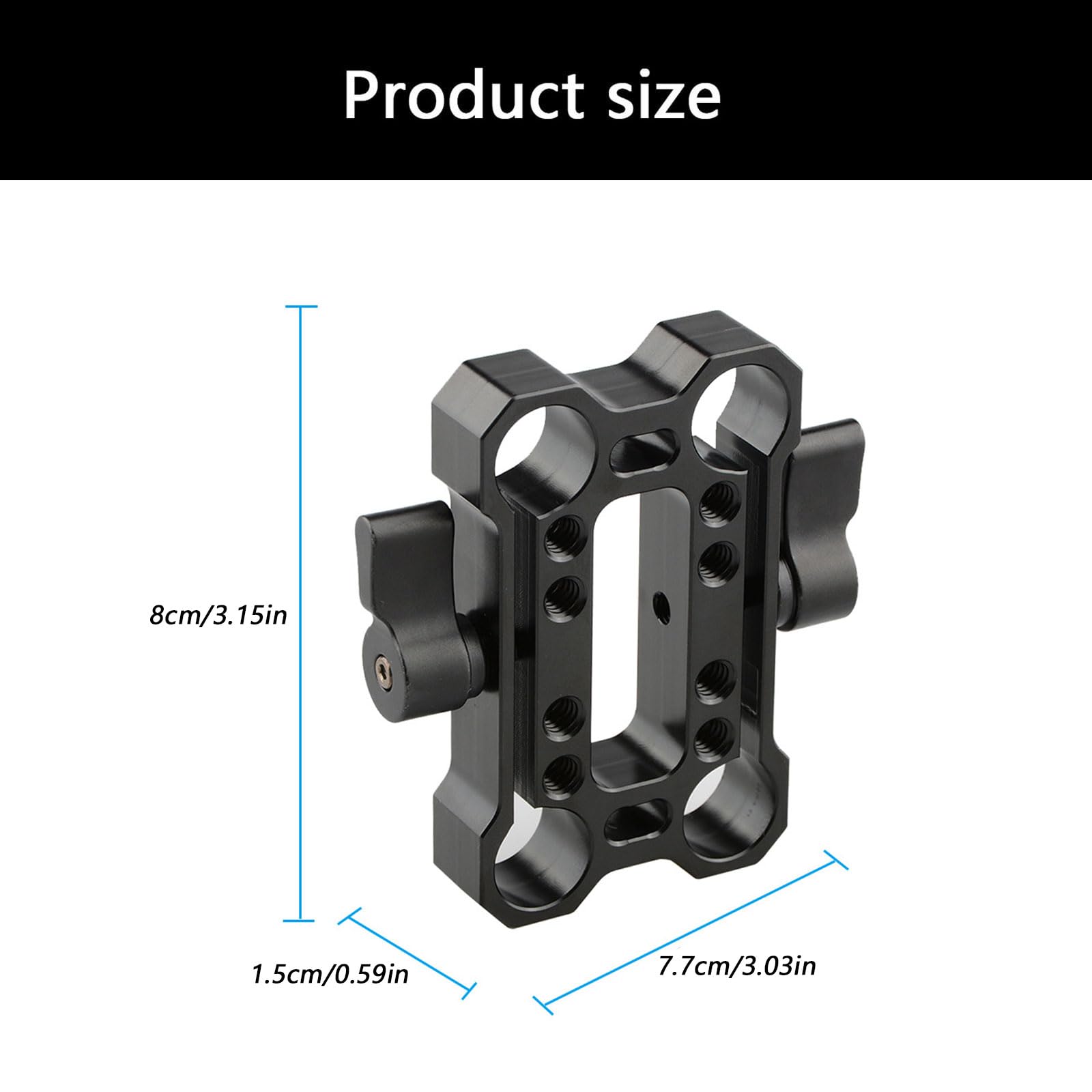 Adapter zaciskowy pręta 15 mm 1/10.2 cm gwint przesuwny blok cztery