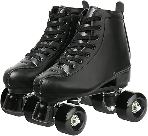 Miniatura 8 de XUDREZ - Patines clásicos de cuero de doble fila con diseño alto para mujeres y hombres negro (black black wheel),negro (black flash wheel),blanco