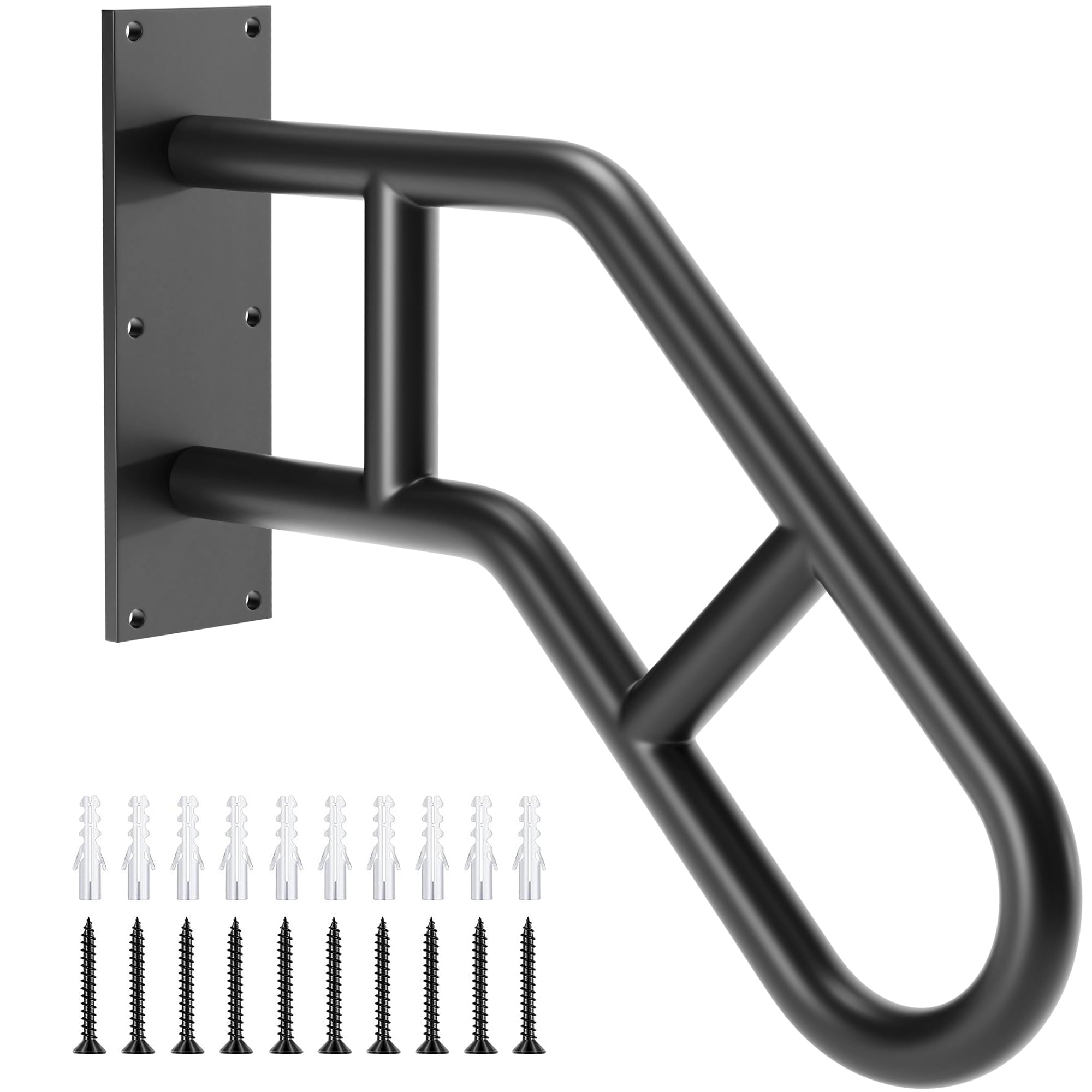 Handrails for Outdoor Steps, Sturdy Wall Mount Handrail for 1-3 Steps, 28.7" Stainless Steel Railing for Outdoor & Indoor, Garage, Porch, Yard and Garden Stairway (White)