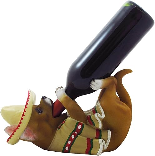 Sur de la frontera Chihuahua Botella de vino titular Escultura para decoración de mexicano  Southwest Bar Estatuas Y Cocina Decoración Mesa estante