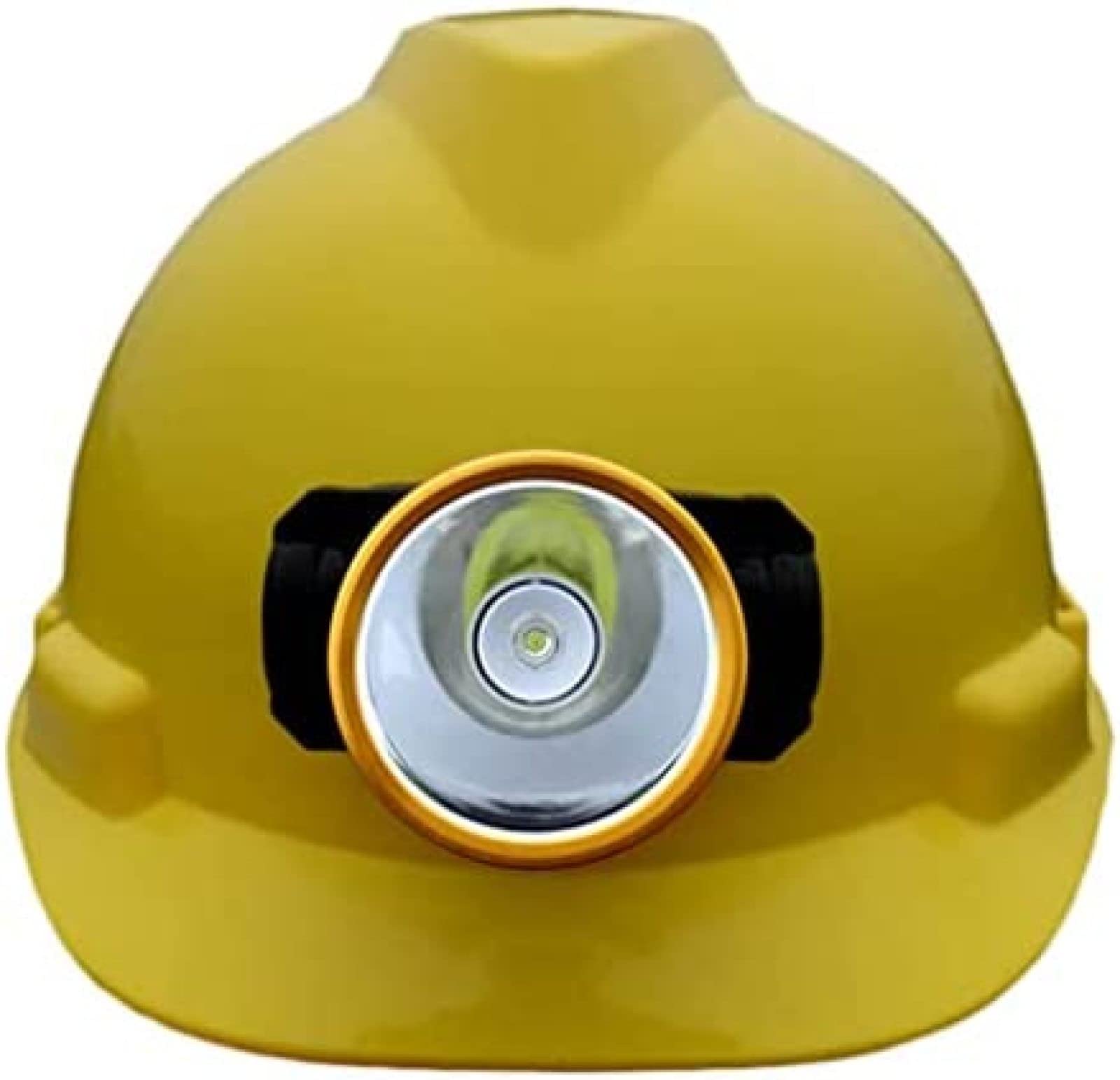 Iluminación Nocturna Casco Casco De Construcción Faro LED Diseño En Forma De V Engrosado Fácil De Instalar Material De PP Casco De Obra Duradero Faro De Minero,Amarillo,Luz De Banda Elástica
