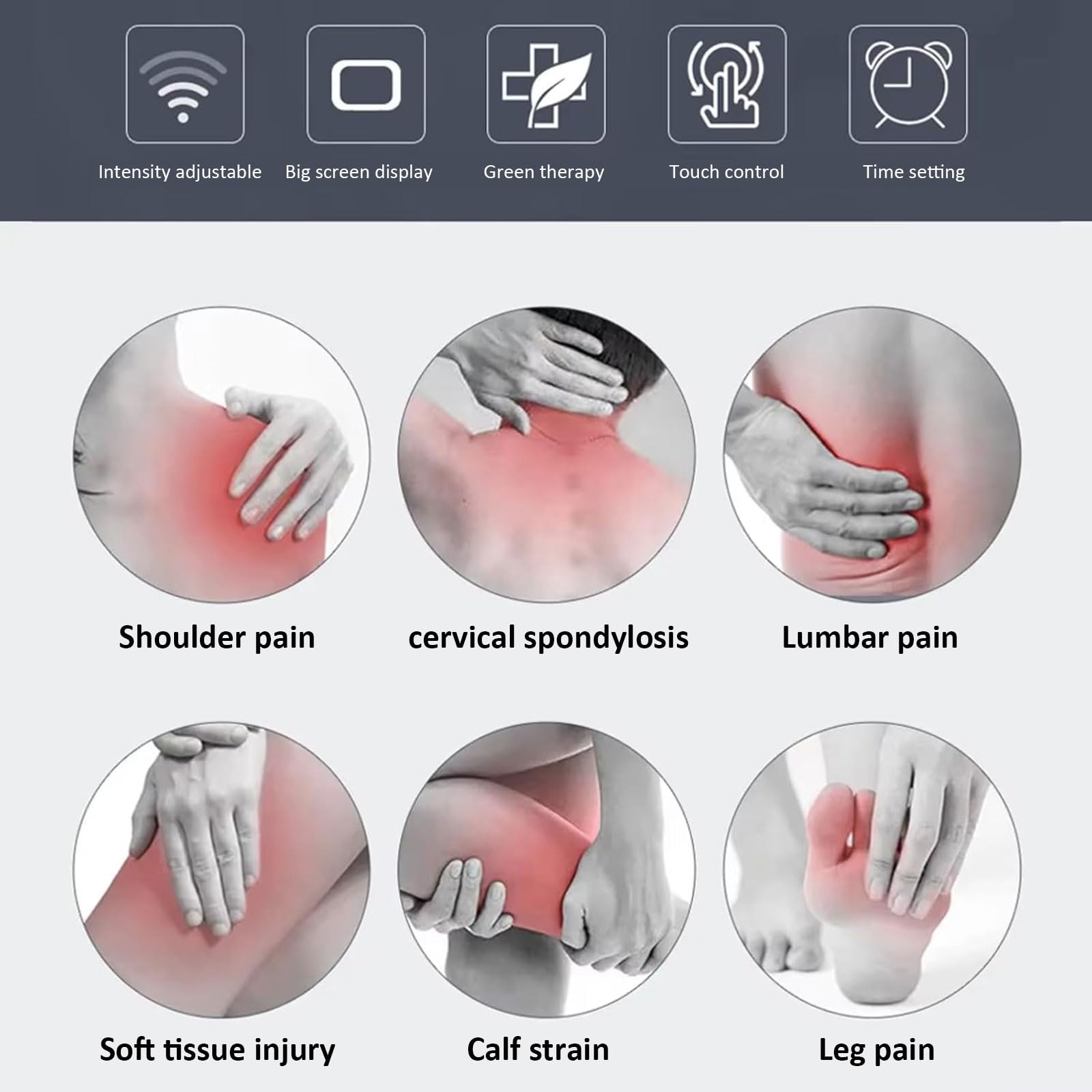 Máquina de Terapia Portátil Control Táctil Dispositivo de Alivio del Dolor Ultrasónico 1.05 MHz Equipo de Fisioterapia Temporizador de 5 Marchas Intensidad/(5-30min)