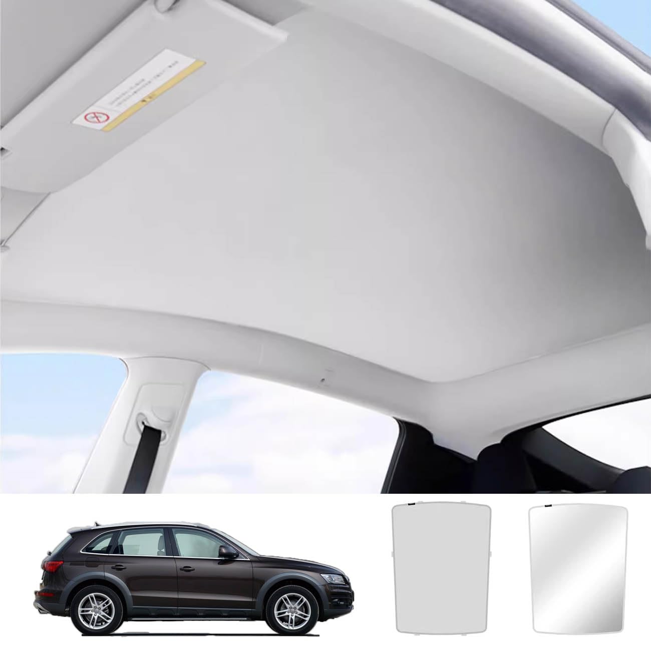 Car Sunroof Compatible with Q5 2017-2009 5-Door SUV, Foldable Glass Roof Sunshade with Storage Bag, Heat Insulation Sun Protection Roof Interior Sunshade