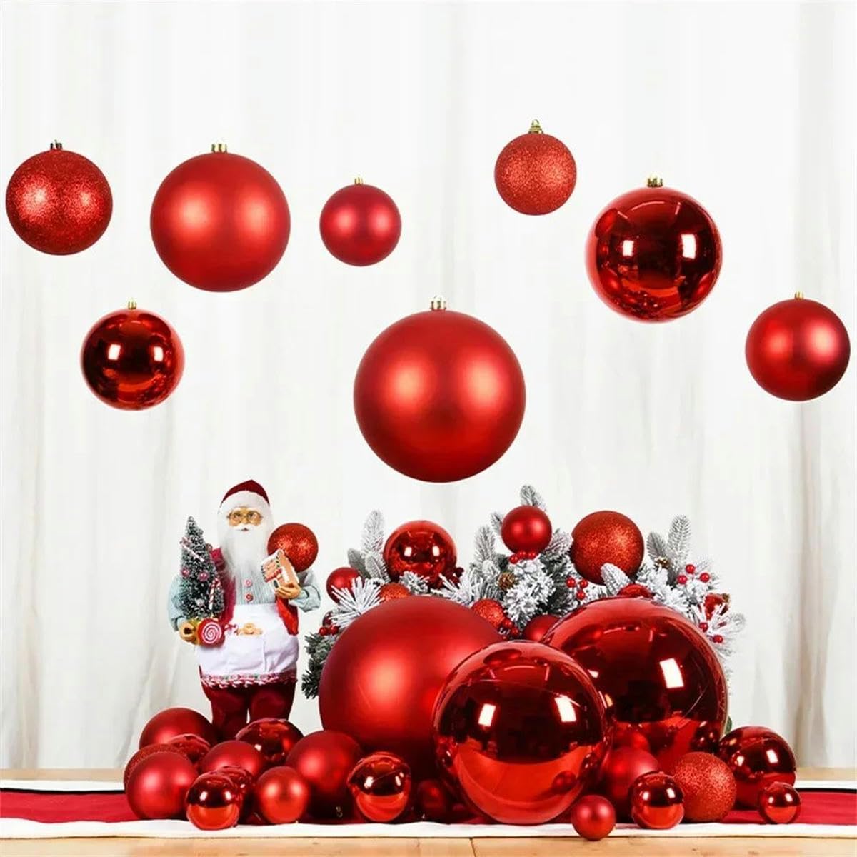 Palline Di Natale Gonfiabili Giganti 61 Cm | 2 Pezzi Rosso E Bianco In PVC Per Esterni | Decorazioni Per Giardino, Portico E Albero