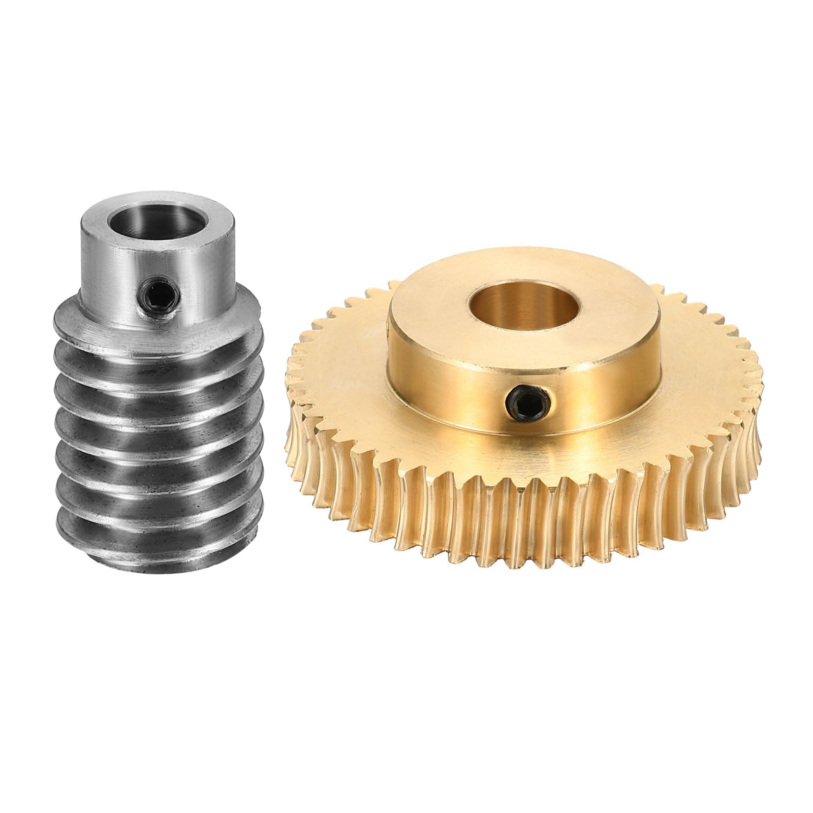 QUARKZMAN Ingranaggio A Vite Senza Fine Set 50T 1 Modulo Rapporto Riduzione 50:1 Rotazione Destra Ruota Riduttore Componente (Ingranaggio Ottone-Foro 12mm Asta Acciaio #45 Foro 8mm)