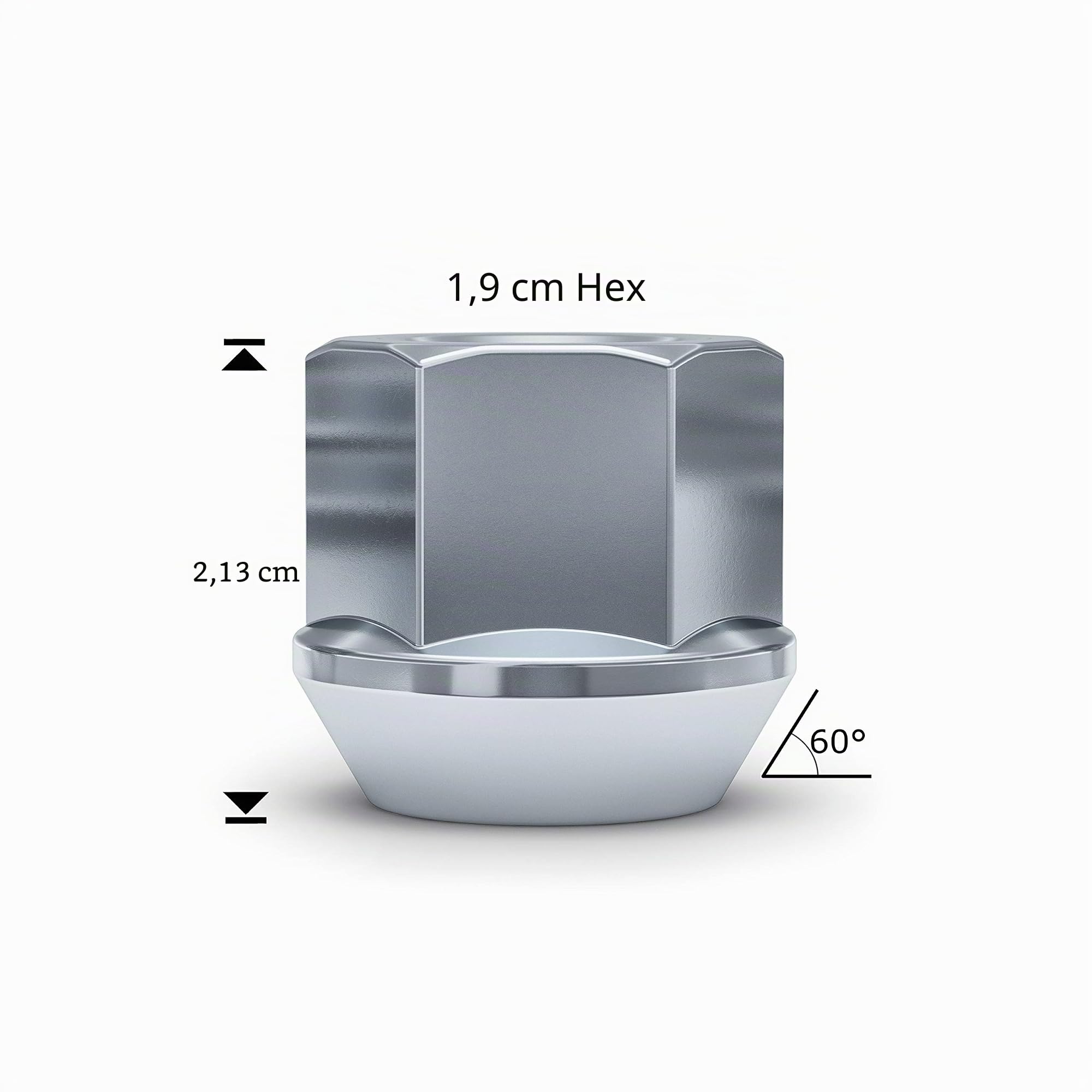 White Knight, 1309-1S-20AM Radmutternsatz – 20 Stück, M14 x 1,5, offenes Design, Zinkbeschichtung, konische Form mit Wulst, kleiner Durchmesser (2,29 cm)