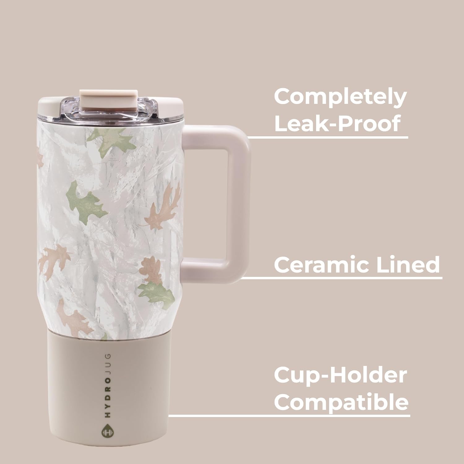 HydroJug Coffee Traveler 20 oz - Leak-Resistant, Ceramic-Lined Insulated Travel Coffee Mug for Hot or Cold Drinks with Flip Lid & Handle, Dishwasher Safe Coffee Tumbler, Camo - Image 5
