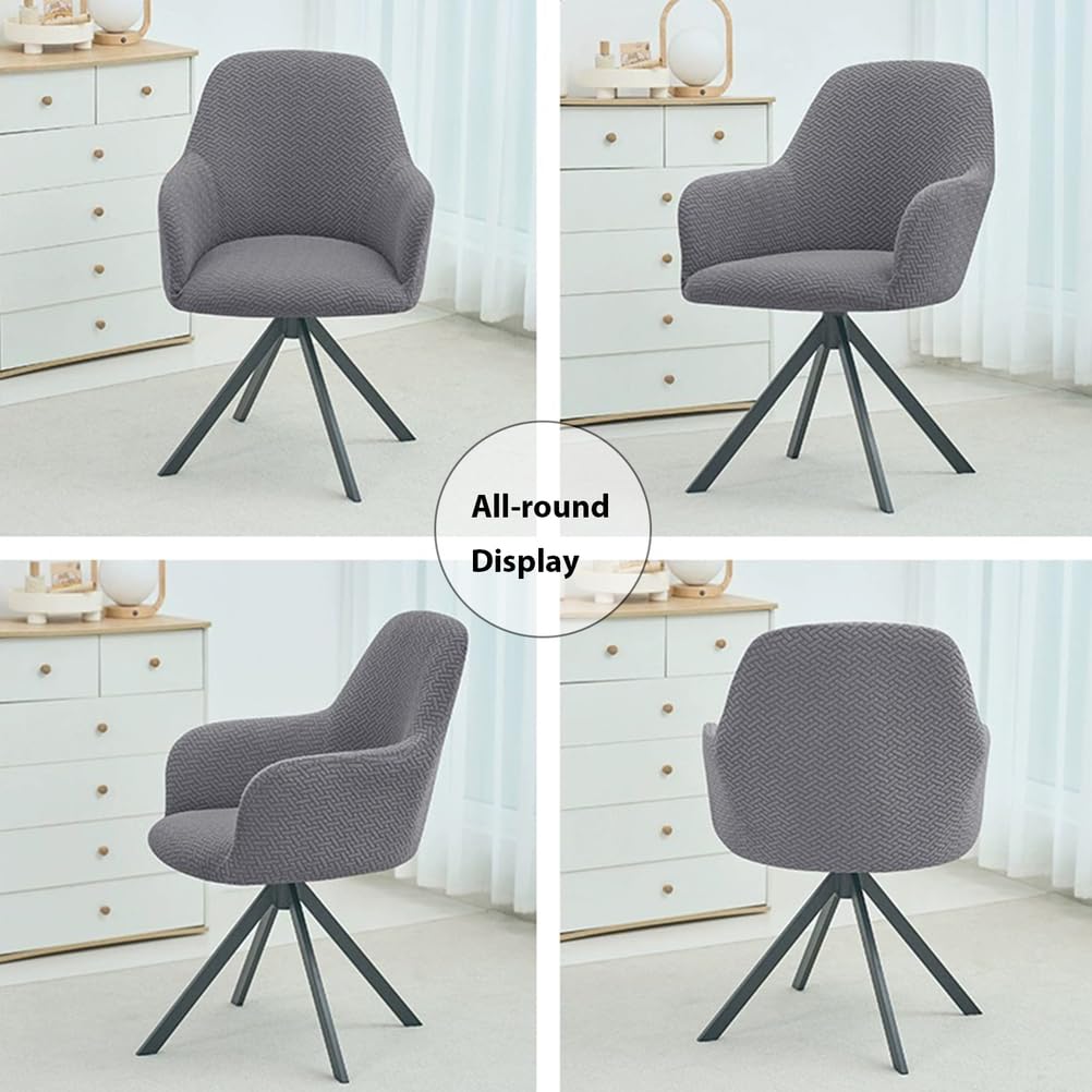 Set di 4 coprisedia elastici per sedia da pranzo con braccioli, protezione elastica per poltrona girevole da ufficio e scrivania, adatta per soggiorno, camera da letto e toeletta grigio scuro