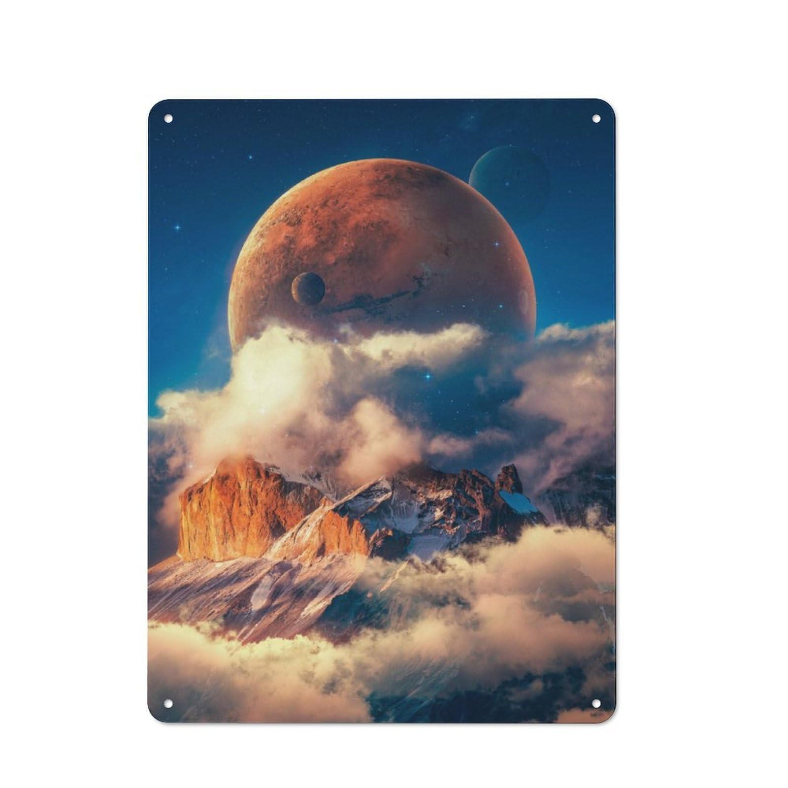 Junmoney Mars Ascending Metal Plaque 40X30cm With For Garage Wall, Retro Decor, Housewarming Present For People Styling Garage