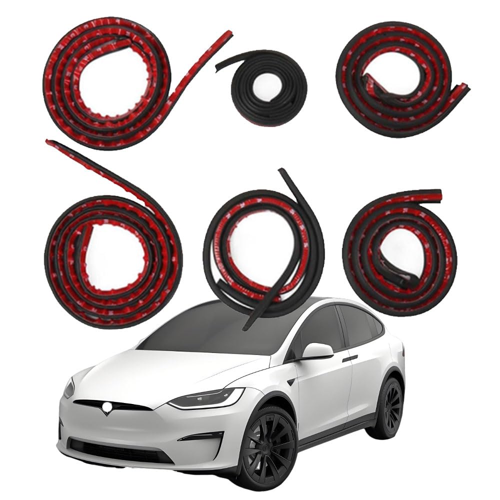 Qiuyu2024 Normal Car Door Soundproof Seal Kit For Tesla Model X 2020-2025, Rubber Weather Draft Seal Strip Wind Noise Reduction Kit For Car Window And Door, Trunk Edge, Engine Cover