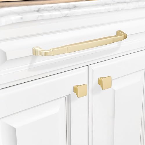Miniatura 3 de COTYKILEY Paquete de 10 manijas de gabinete de latón cepillado de 7.5 pulgadas (7.559 in) de color dorado, tiradores de gabinete de cocina, manijas