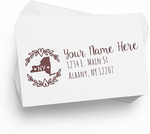 Miniatura 396 de State Love - Sello de dirección autoentintado para Texas, caja rosa, púrpura o negra, impresiones limpias y nítidas, diseño rectangular, tamaño 7/8