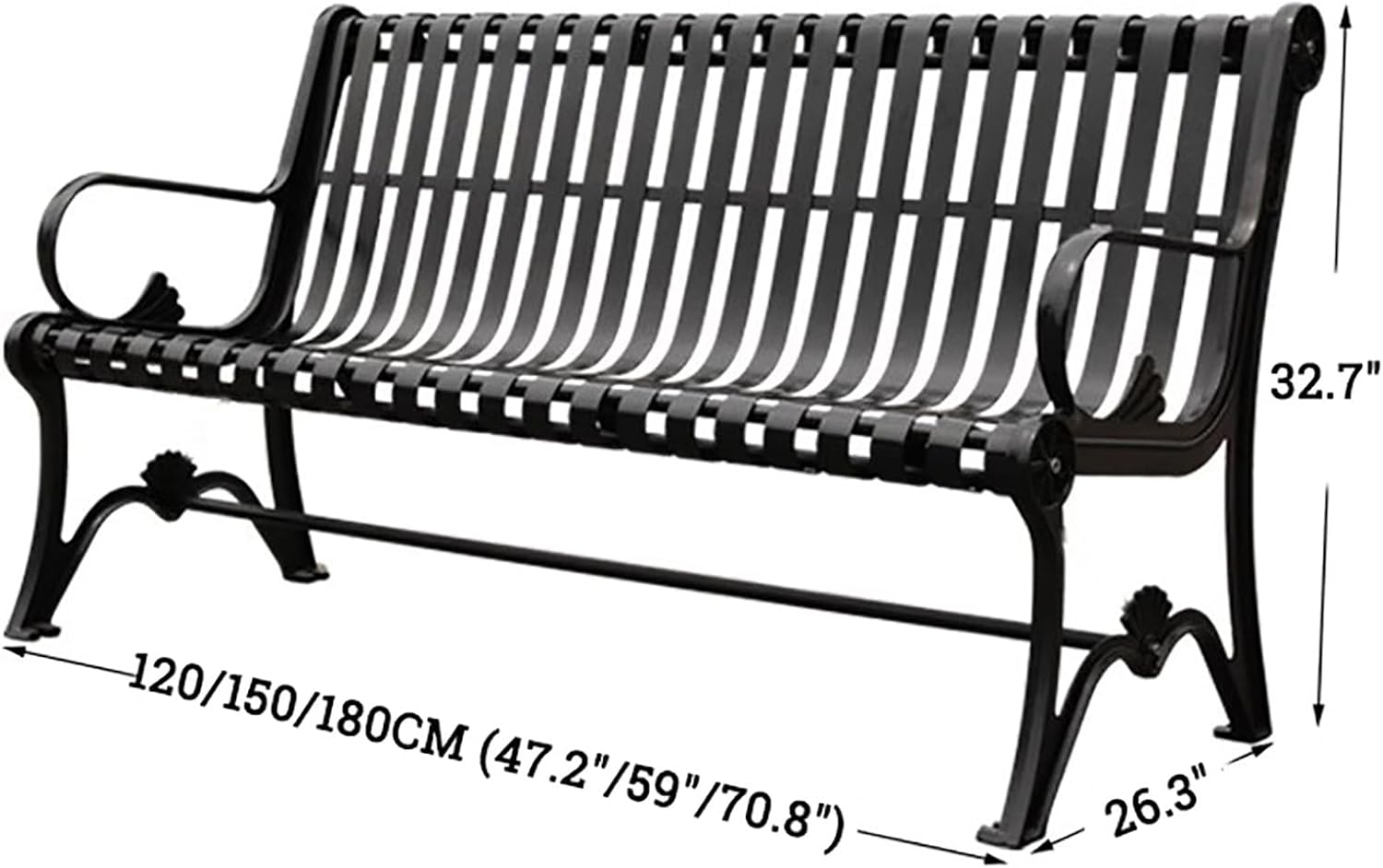 Outdoor Bench with Backrest,Heavy Duty Metal Park Bench,Weatherproof Cast Iron Steel Frame,Patio Garden Bench Seat Potting Benches