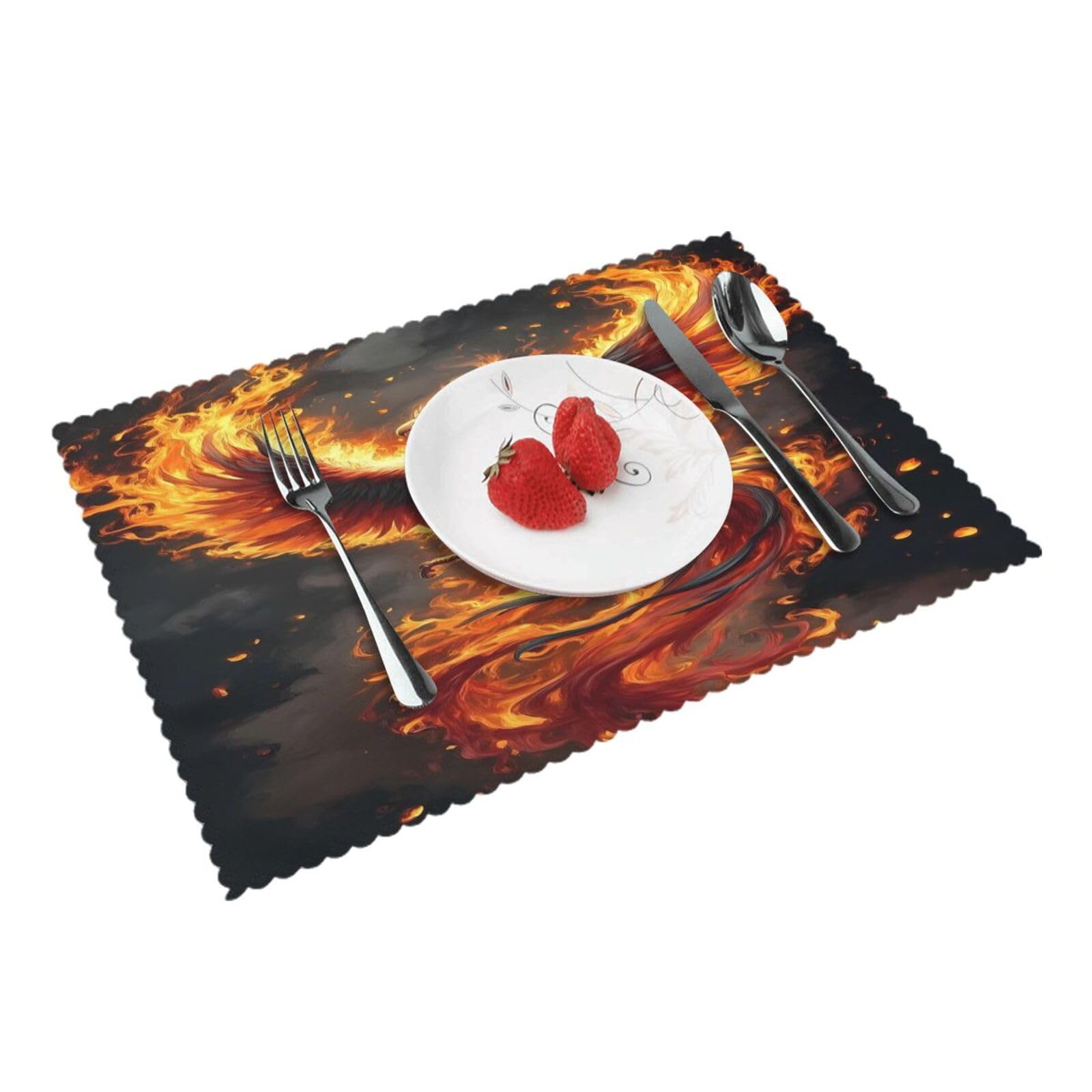 Flame Phoenix (1) Placemats Set of 4 Print Table Mats Place Mats Table Decor for Kitchen Dining 12X18 in
