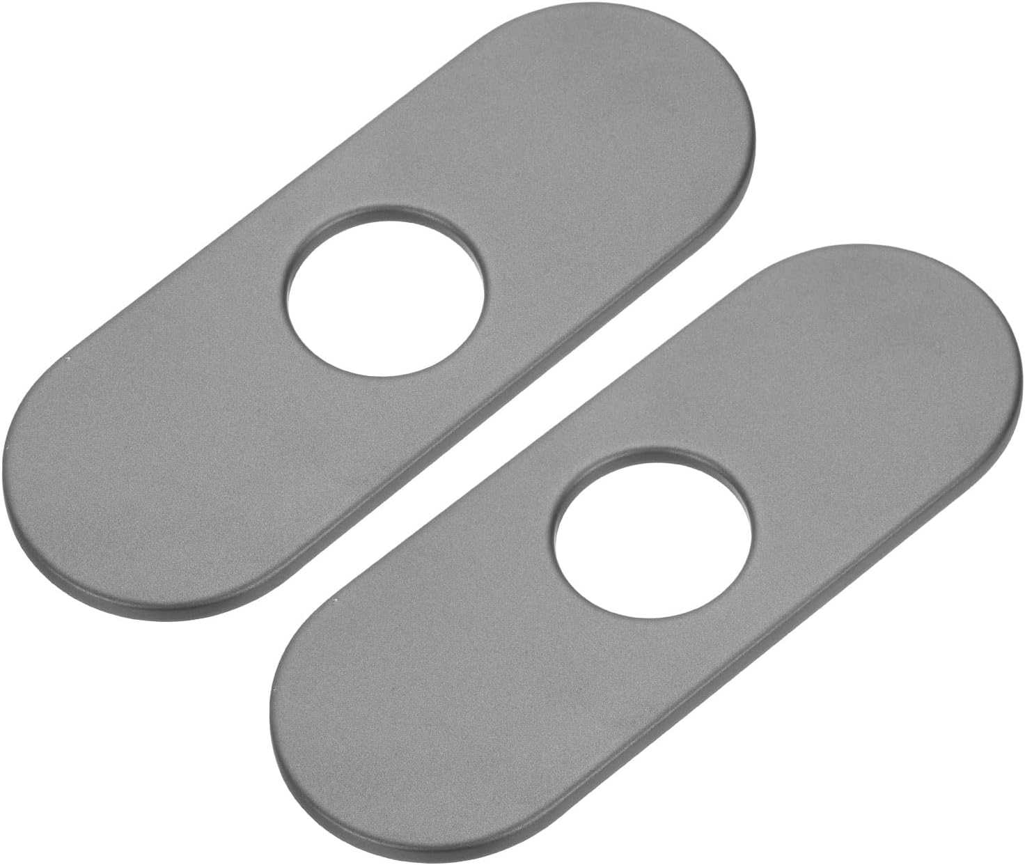 uxcell 2pcs 6 Inch Hole Cover Deck Plate Escutcheon, Stainless Steel Sink Cover Plate for Bathroom or Kitchen Sink Faucet, Oval Grey