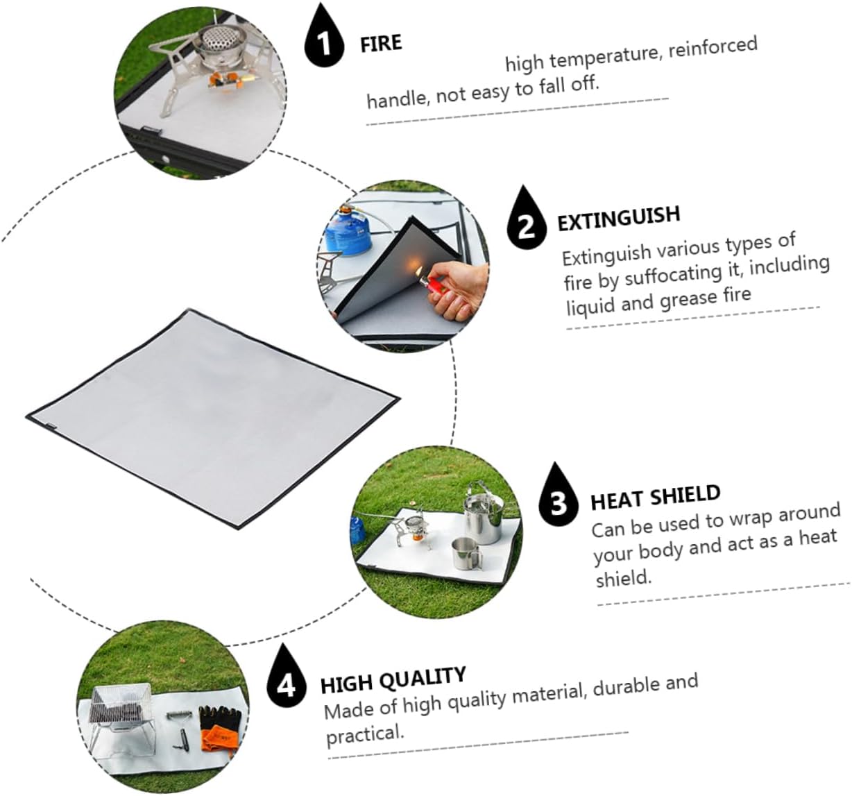Retardant Fire Blanket Picnic Food Mat Hot Pot Pad Barbecue Accessories Heatproof Emergency Mat