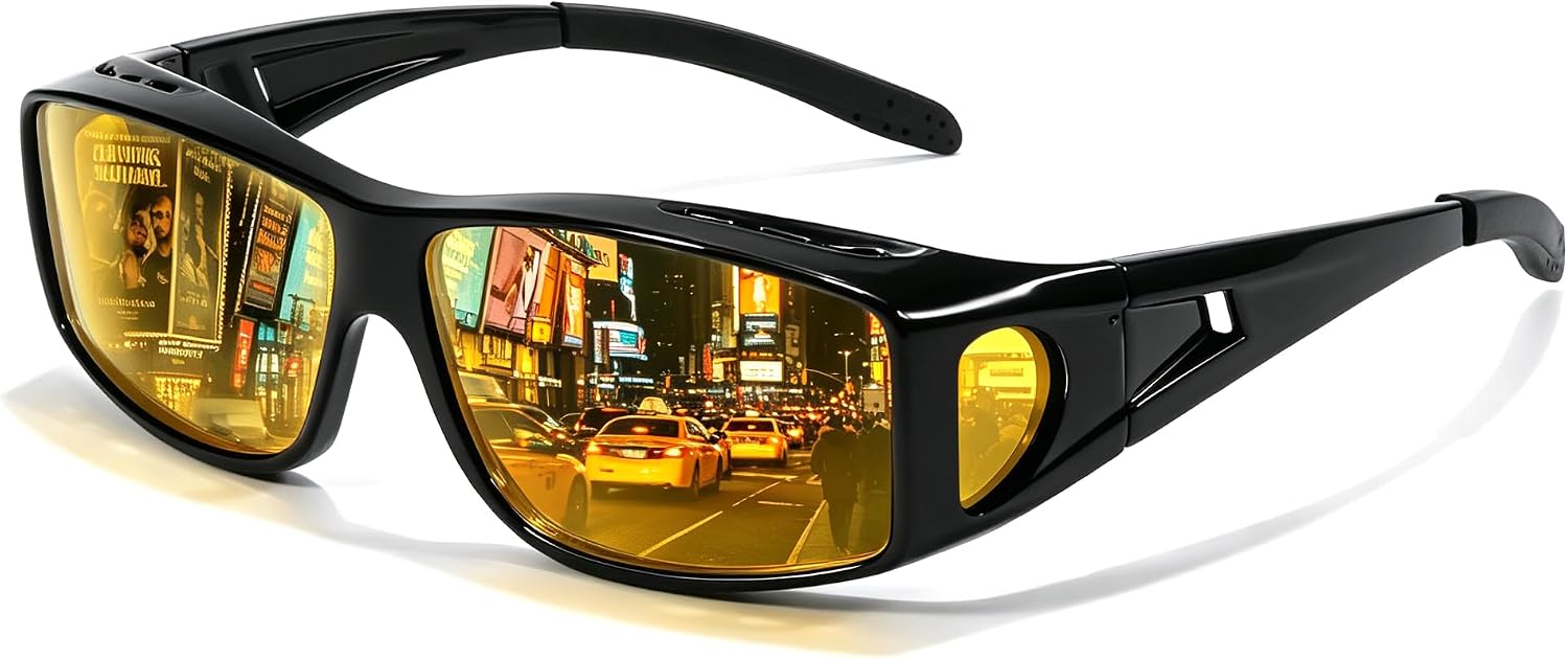 Myiaur Fit Over Night Driving Glasses For Men Women, Polarized UV400 Lenses