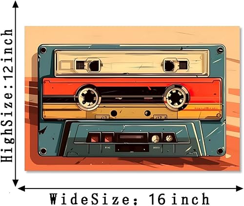 Miniatura 5 de Novatique Cinta de música, arte de pared vintage de cassette, arte de pared de los años 80, arte para amantes de la música, arte para sala de estar,