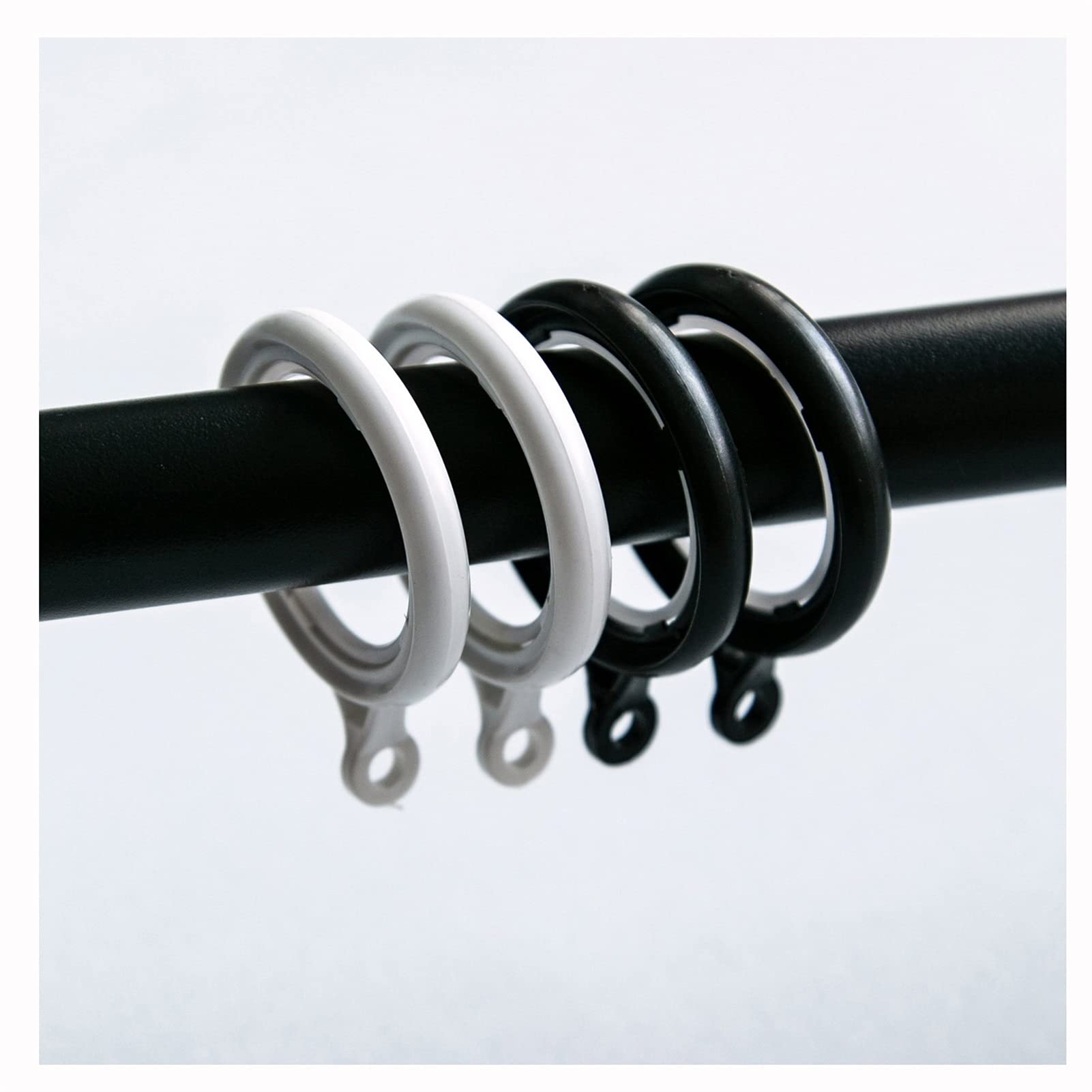 40 PCS Anillo de silenciador for la Varilla de Cortina, Anillo de Gancho de Cortina Accesorios de plástico Espesado Anillo Redondo Blanco/Negro(Wit,4cm)