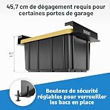 HANDT Étagère de rangement pour garage, rails de plafond en métal robuste connectables pour système d'organisation de rangement de garage (noir, 6 bacs) - 7
