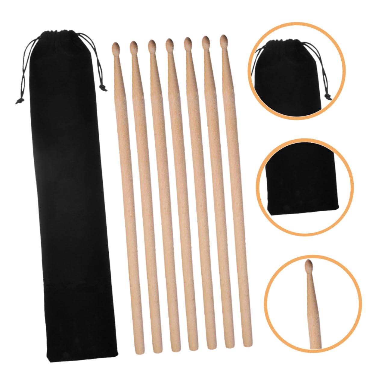 2 Stück 5A Ahornholz Drumsticks mit Samtbeutel Schlagzeugschlägel für Erwachsene Zubehör für Elektronische Schlagzeuge Percussion Sticks