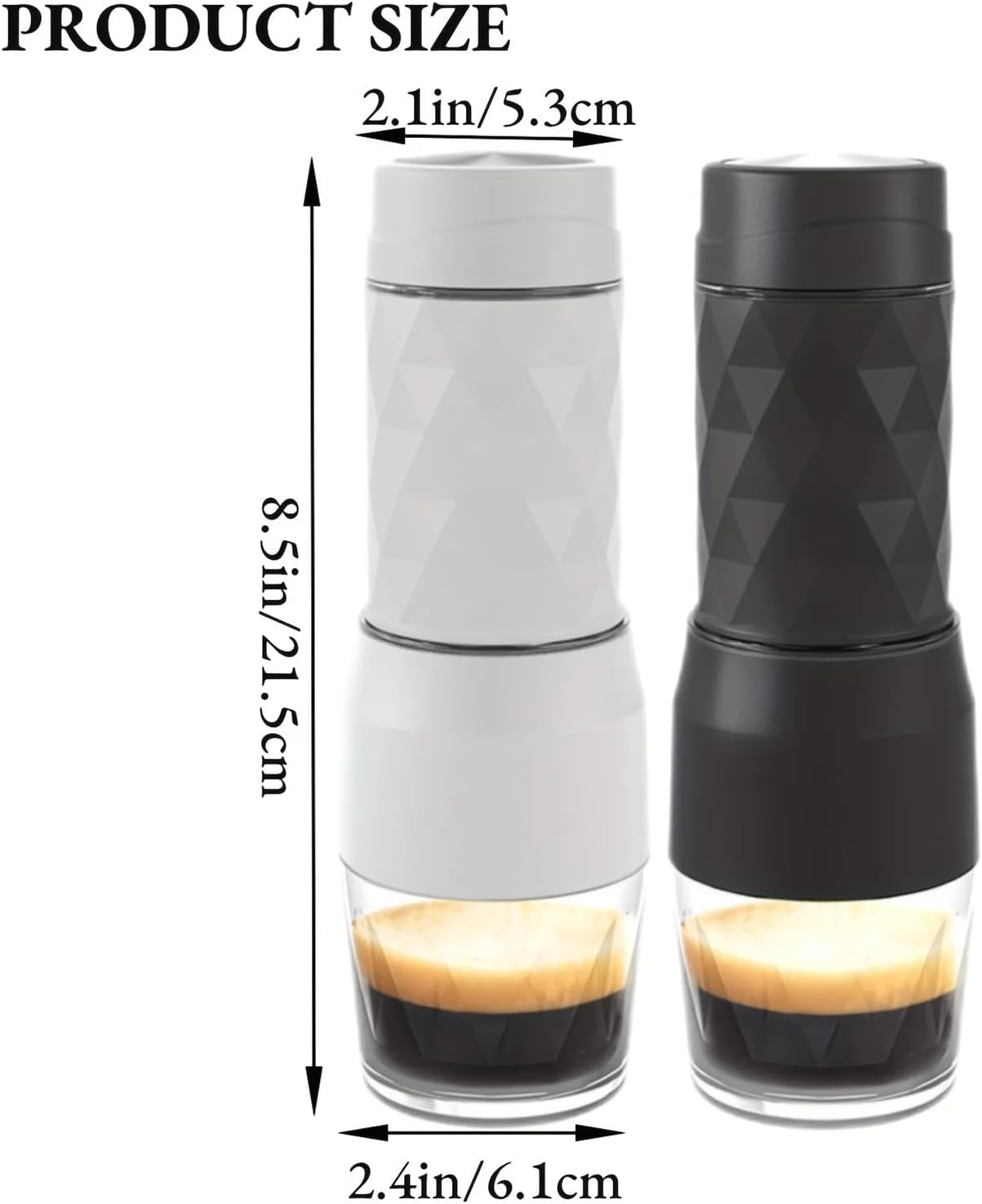 3-in-1 Portable Manual Espresso Maker Hot/Cold Water Brewer for Capsule & Ground Coffee Travel Use(White)