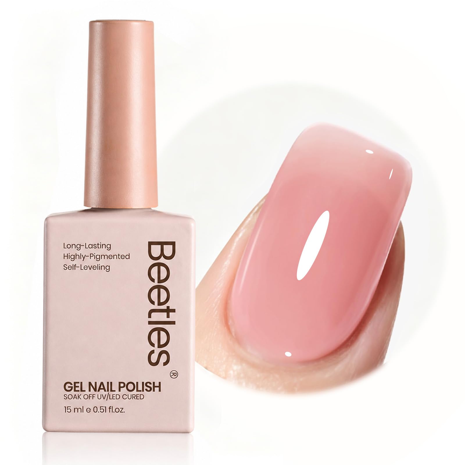 Beetles Nude Pink Gel Nail Polish Jelly Sheer Translucent Effect 15ml | Natural Sheer Gel for You - main product image