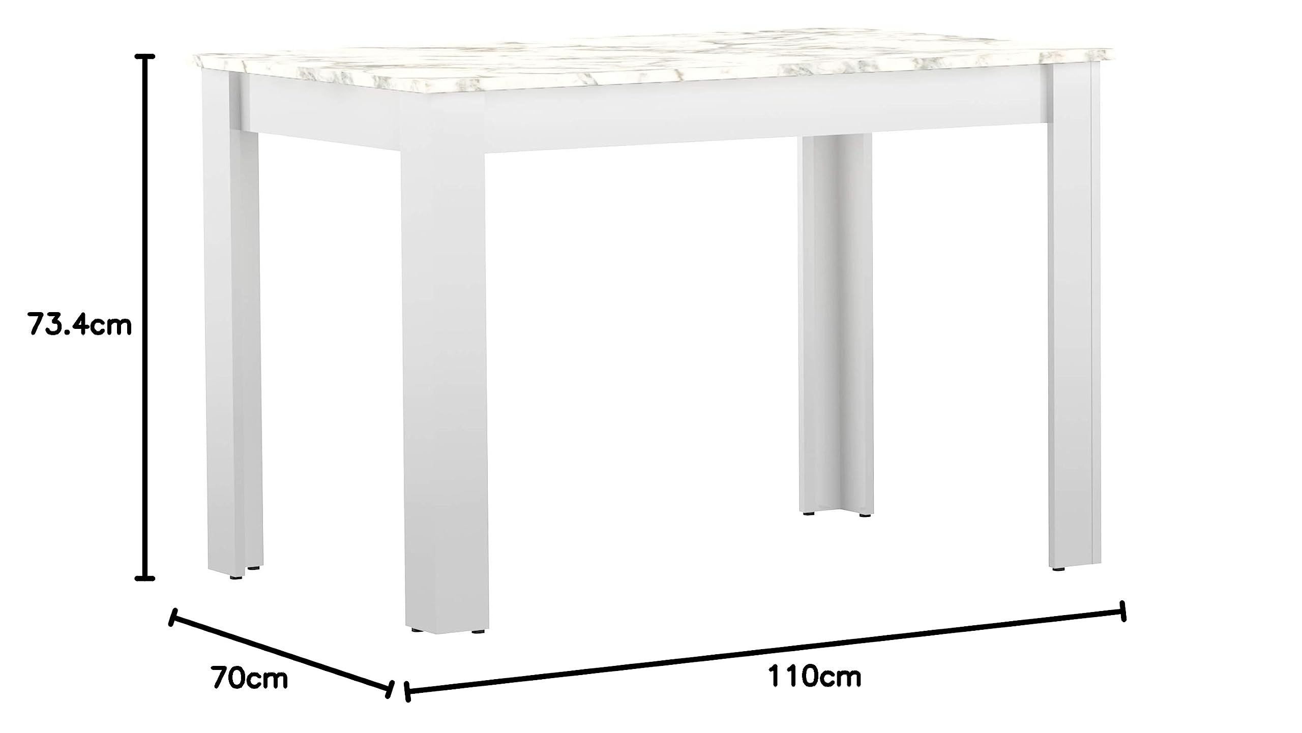 TemaHome Nice Tavolo da Pranzo, Particle Board, Bianco (Marble), 110 x 70 x 73.4 cm