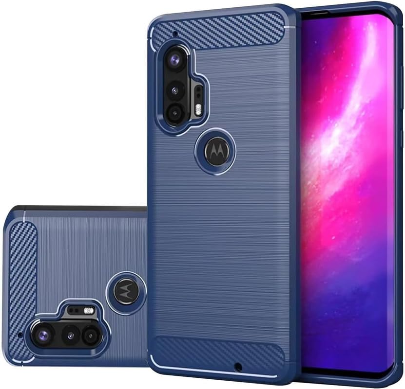 Image of NPRC Hybrid Ultra Slim Protective Case TPU Non-Slip Carbon Fiber Texture Shockproof Case Cover for Moto Edge Plus - Blue