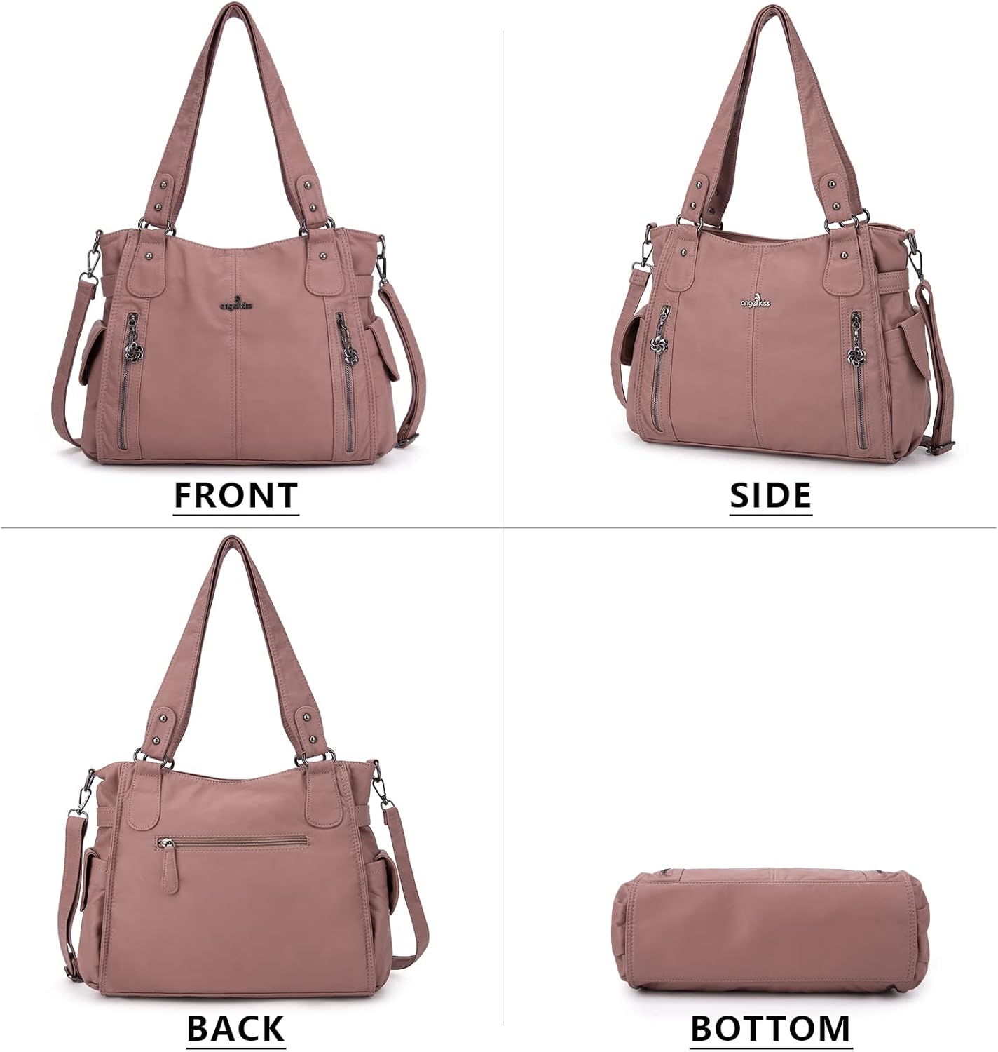 Angel Kiss Handbags for Womens Top-Handle Hobo Purse Roomy Casual Shoulder Bags PU Tote Satchel Purse for Women - Image 5