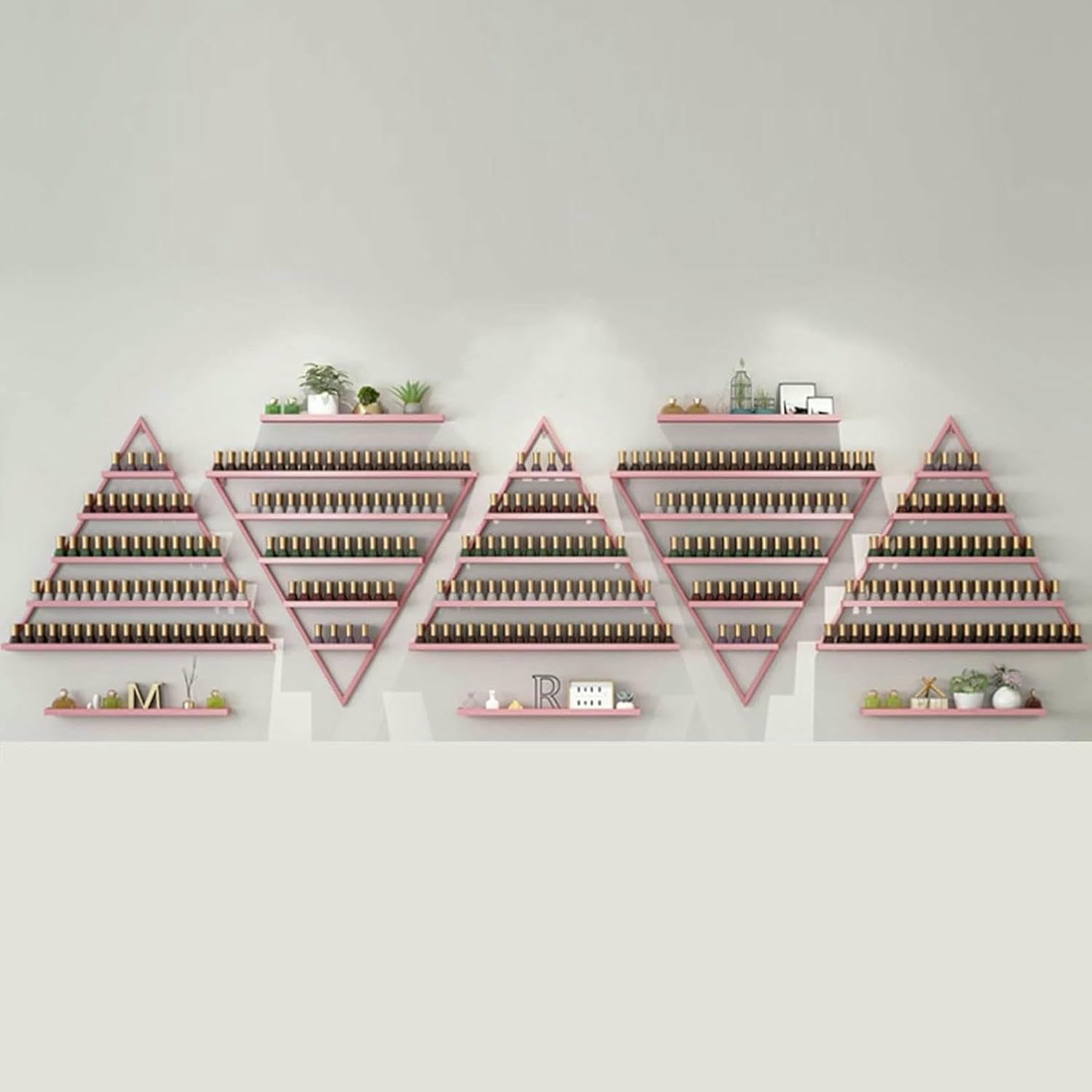 CGCSYZ Wall Mounted Nail Polish Perfume Organizer Metal Holder Essential Oil Display Shelf Storage Rack for Home Salon Spa Business (Pink 1 count (Pack of 1))