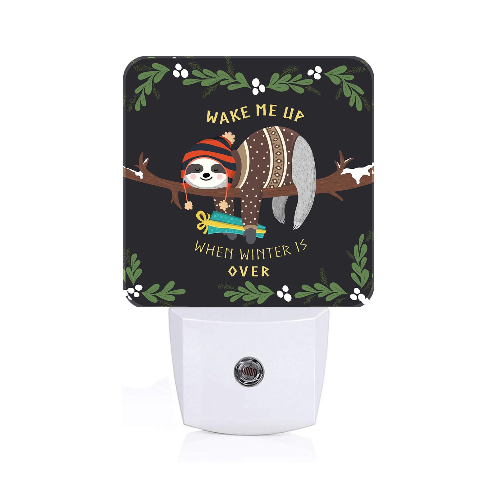 FSHVQKD Lazy Sloth Night Light,Plug Into Wall for Boys Girls Bedroom Decorative Square Night Light Lamp 0.5w Sleep Friendly