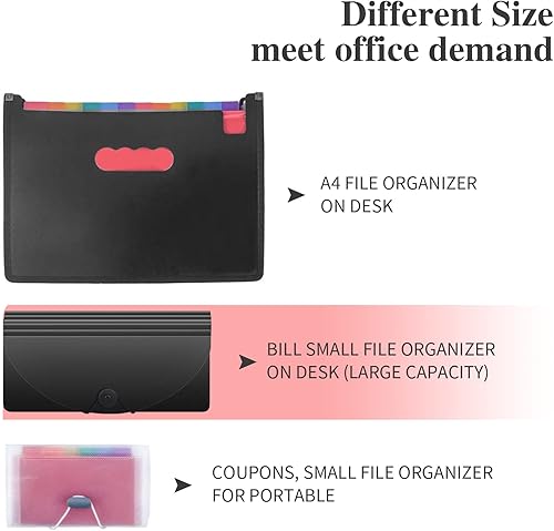 Miniatura 15 de Uquelic Paquete de 2 soportes organizadores de archivos, 13 bolsillos expandibles, organizador de carpetas de archivos, organizador de cupones