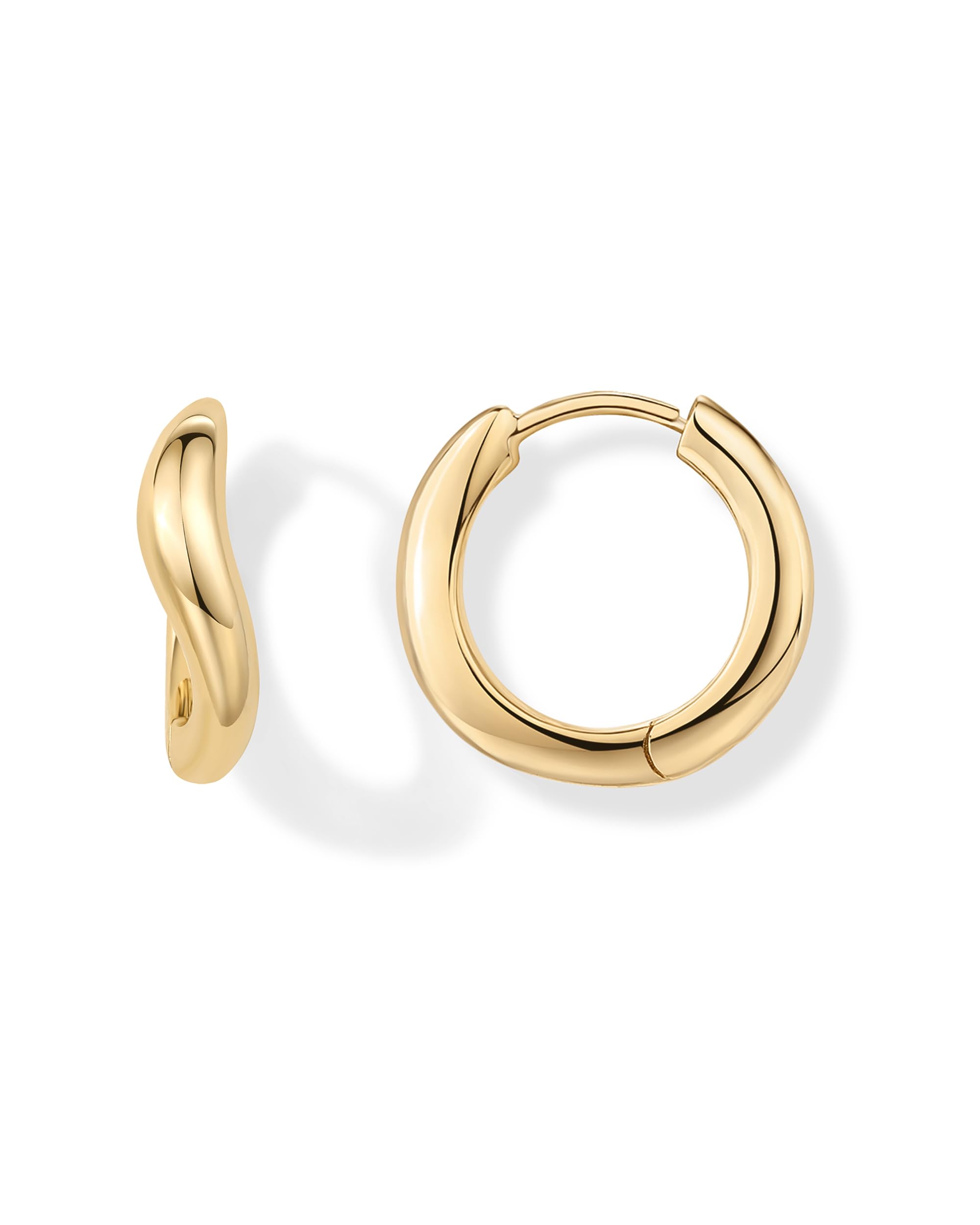 PAVOI14K Gold Plated Sterling Silver Posts Wavy Huggie Hoops | Twisted Wave Hoop Earrings for Women