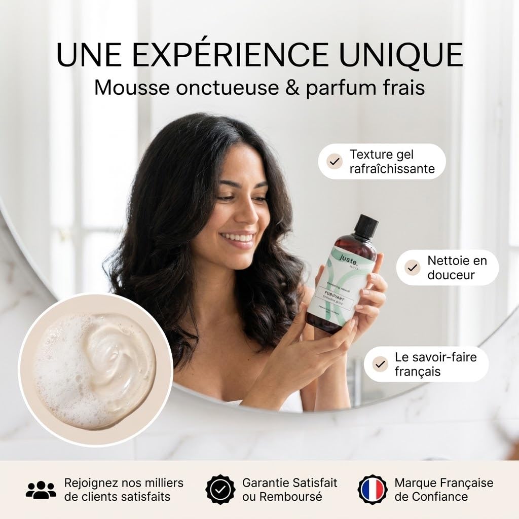 Juste Paris Routine Complète Cheveux Gras – Shampoing Purifiant + Après Shampoing Purifiant + Masque BIO – Régule le sébum, hydrate sans graisser et espace les lavages – Fabriqué en France