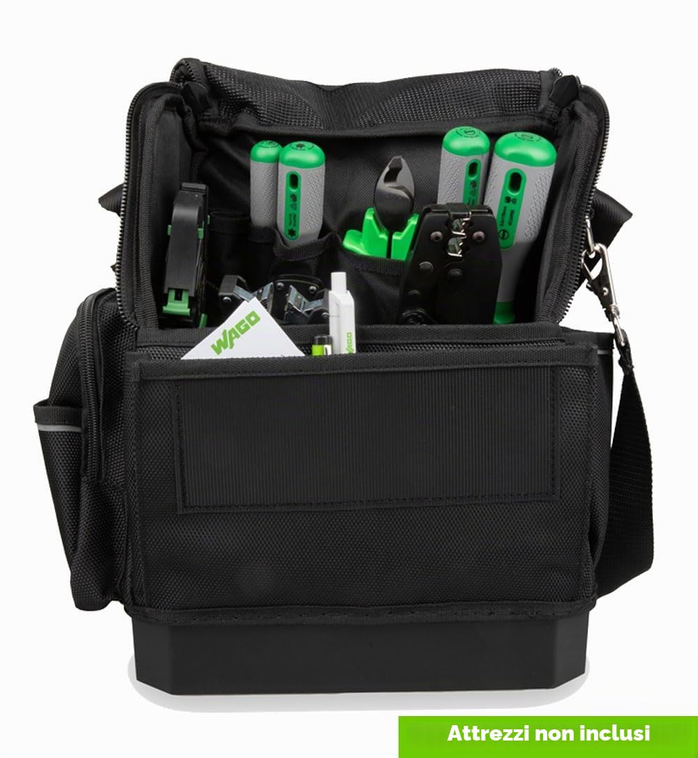 WAGO Borsa porta attrezzi 206-3000, compatibile con L-Boxx Micro e Mini, per attrezzi e accessori, 33 cm x 35 cm x 22 cm, massima mobilità e flessibilità, capacità 12 kg, tracolla nera