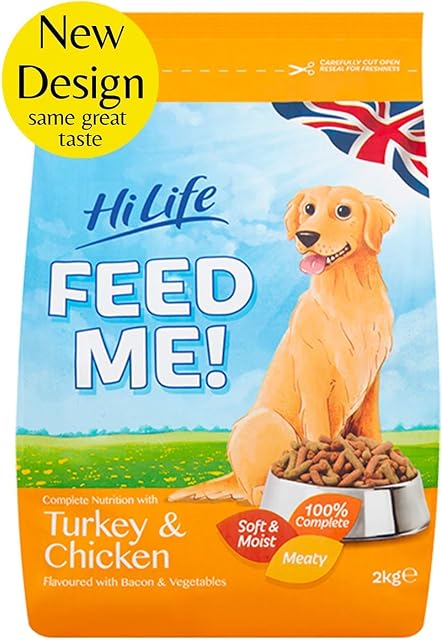 HiLife FEED ME! - Complete Dry Dog Food - Turkey Chicken Bacon Vegetables - Soft Moist & Meaty, 8kg